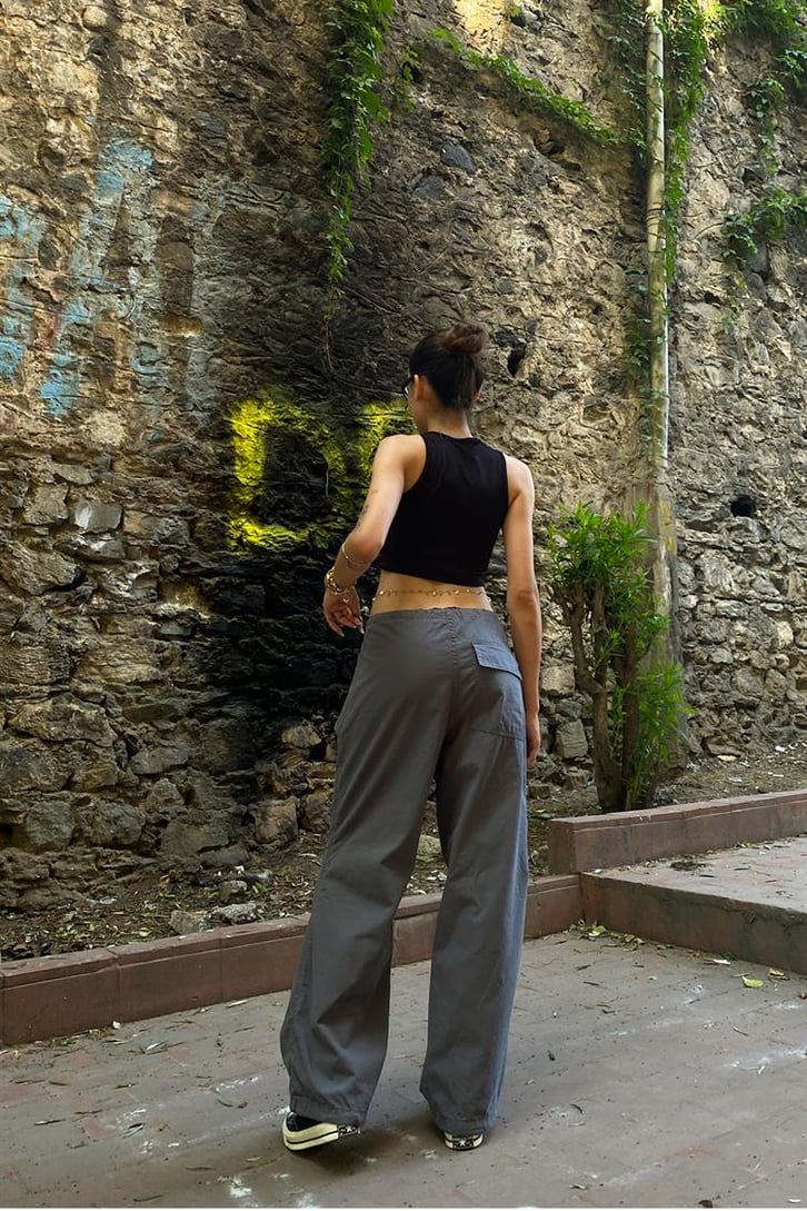 Ayarlanabilir Paça Haki Paraşüt Pantolon