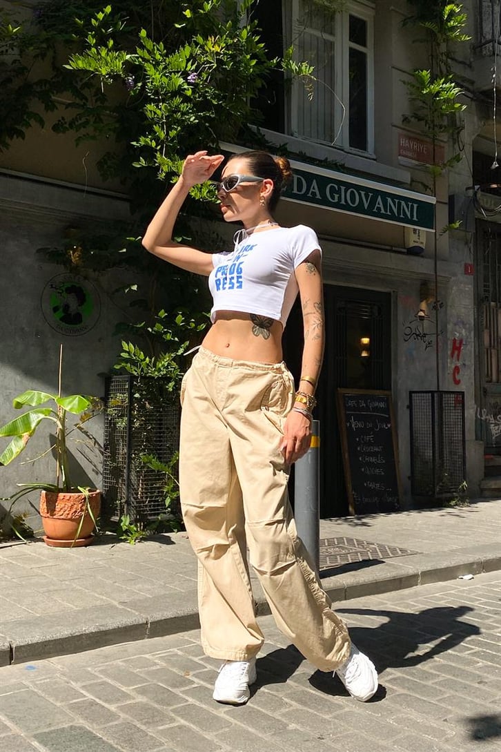 Ayarlanabilir Paça Haki Paraşüt Pantolon