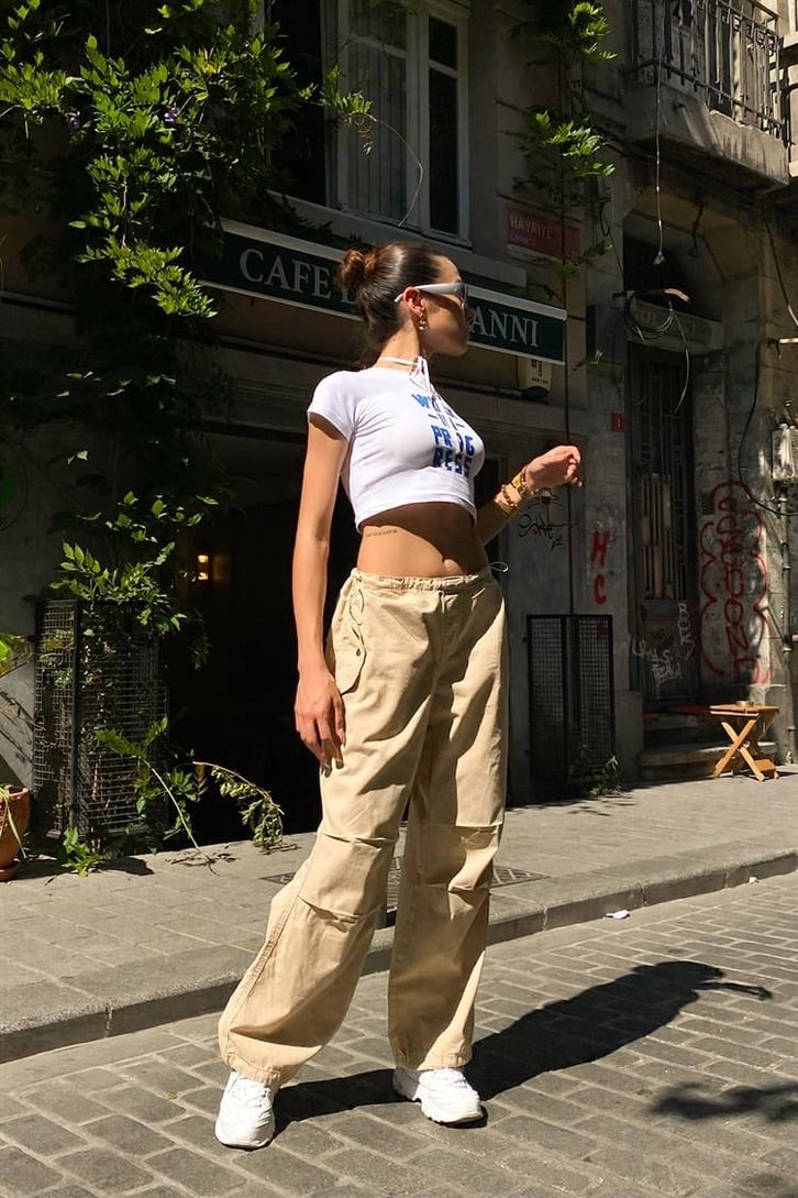 Ayarlanabilir Paça Haki Paraşüt Pantolon