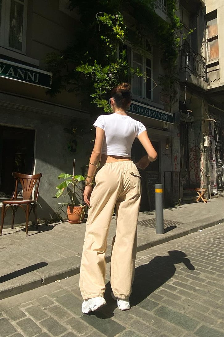 Ayarlanabilir Paça Haki Paraşüt Pantolon