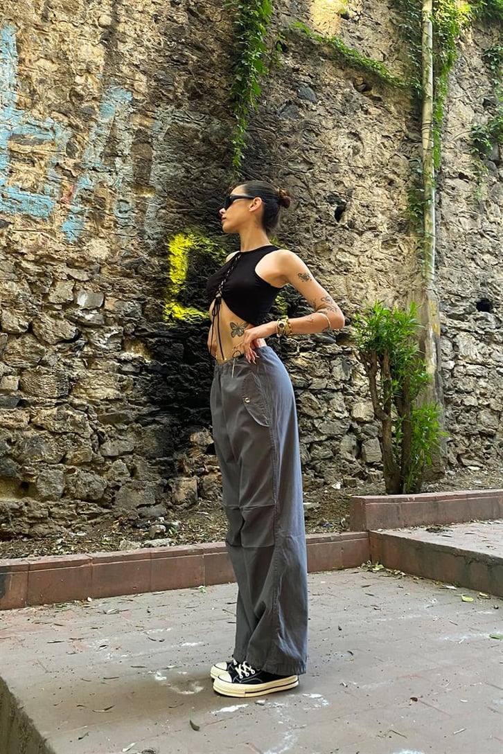 Ayarlanabilir Paça Haki Paraşüt Pantolon