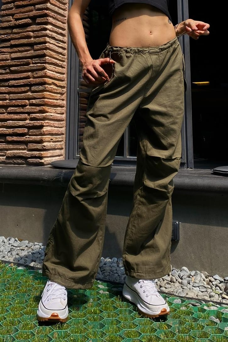 Ayarlanabilir Paça Haki Paraşüt Pantolon