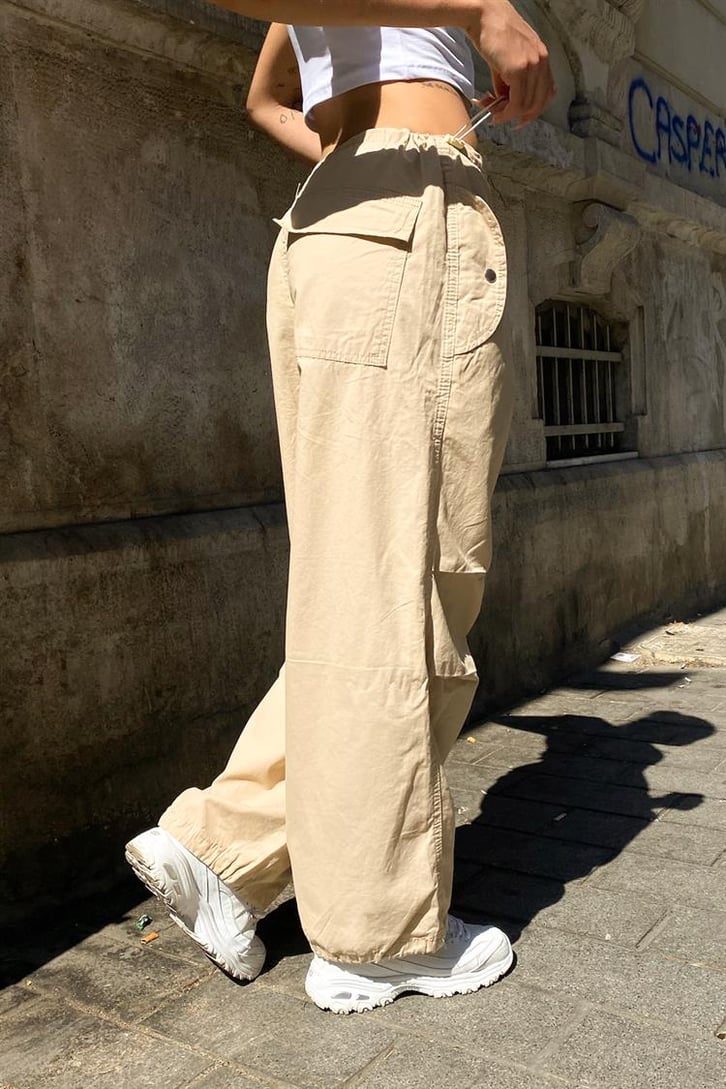 Ayarlanabilir Paça Haki Paraşüt Pantolon