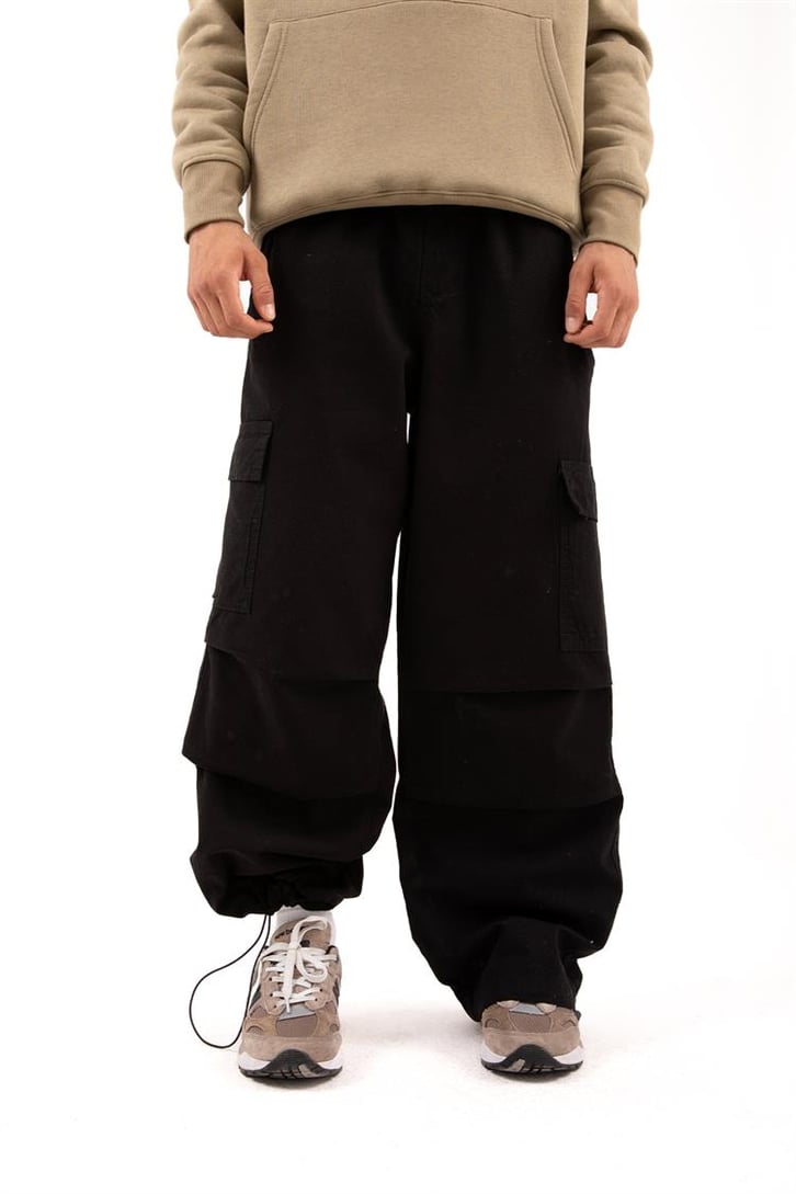 Ayarlanabilir Paça Kargo Cepli Mavi Baggy Jean