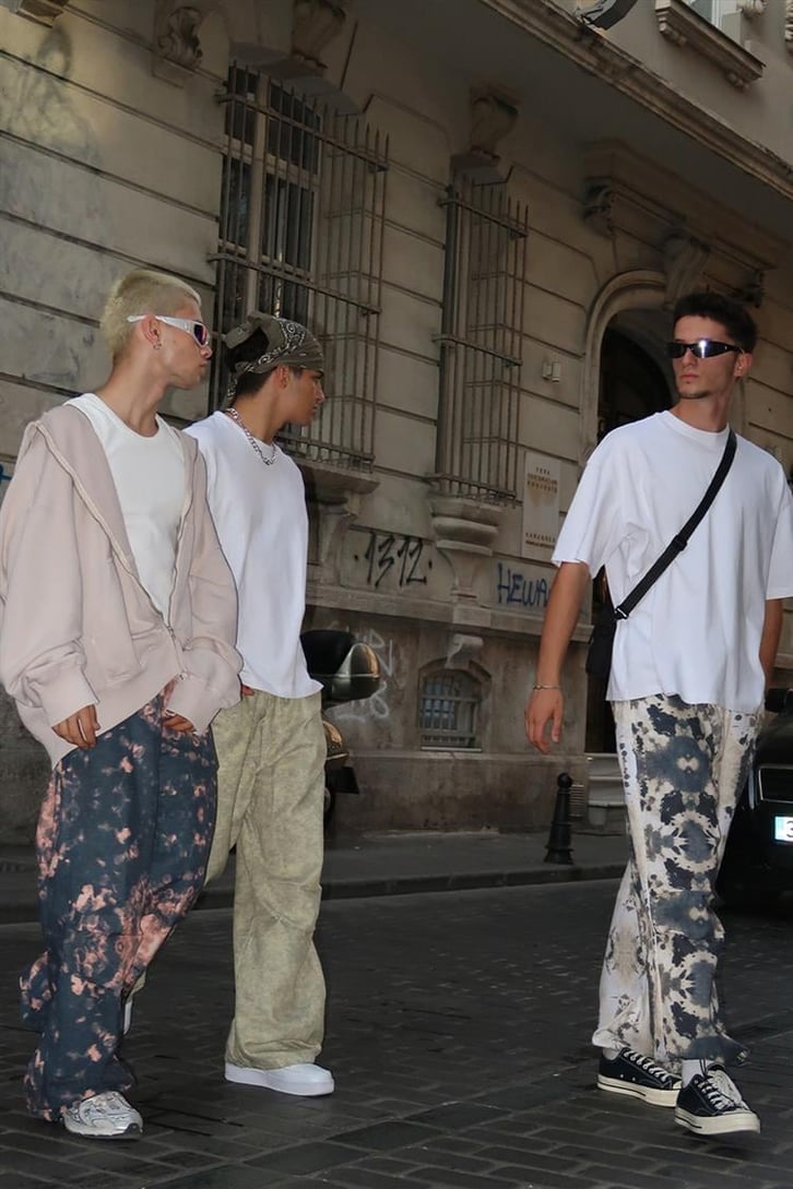 Ayarlanabilir Paça Yeşil Batik Desen Pantolon