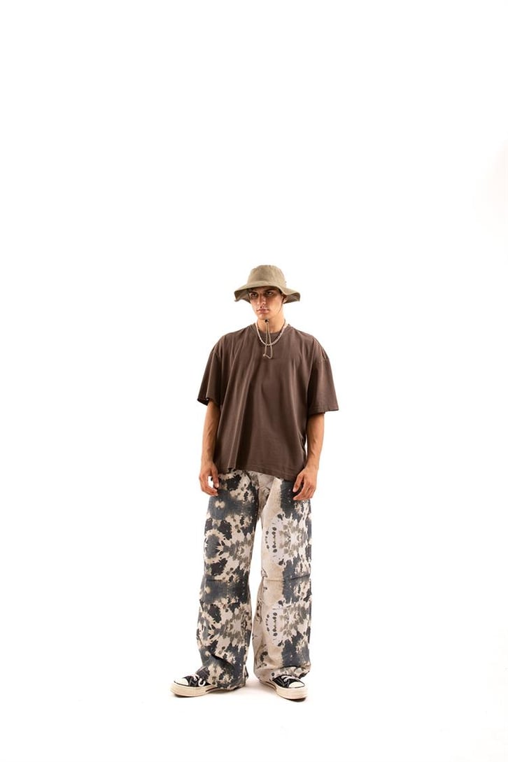 Ayarlanabilir Paça Yeşil Batik Desen Pantolon