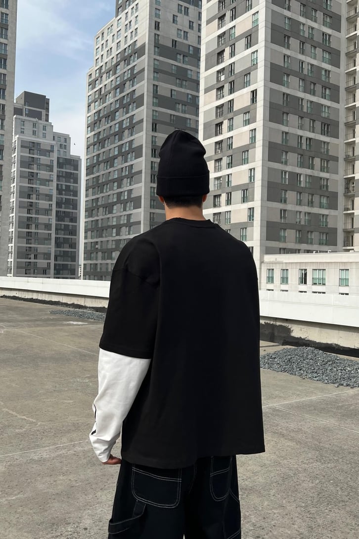 Azazle Baskılı Siyah Long Sleeve Tişört
