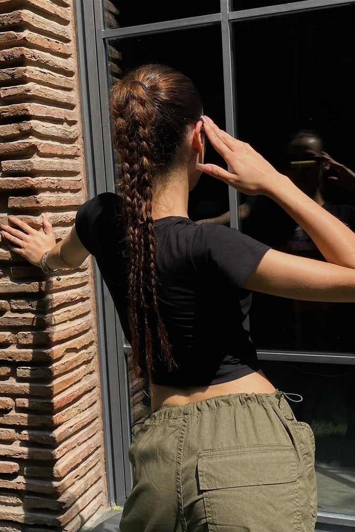 Baby Baskılı Siyah Crop