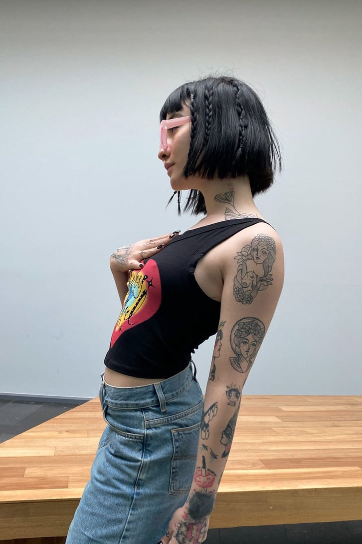 Baby Girl Heart Siyah Crop