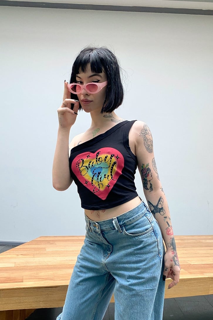 Baby Girl Heart Siyah Crop