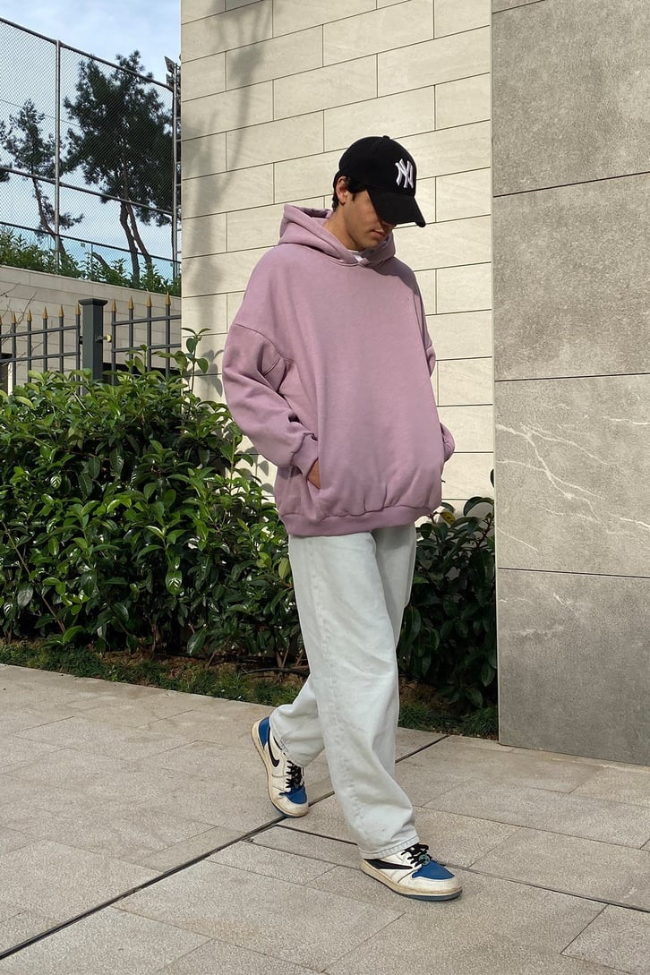 Baby Pink Oversize Nakış Detay Premium Hoodie