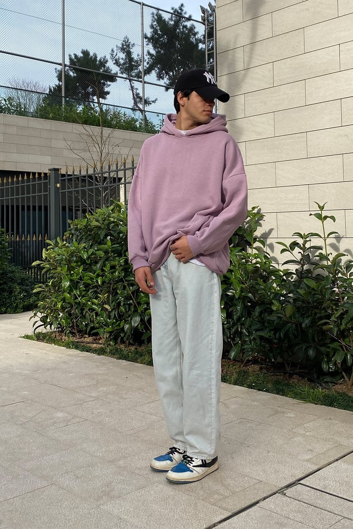 Baby Pink Oversize Nakış Detay Premium Hoodie