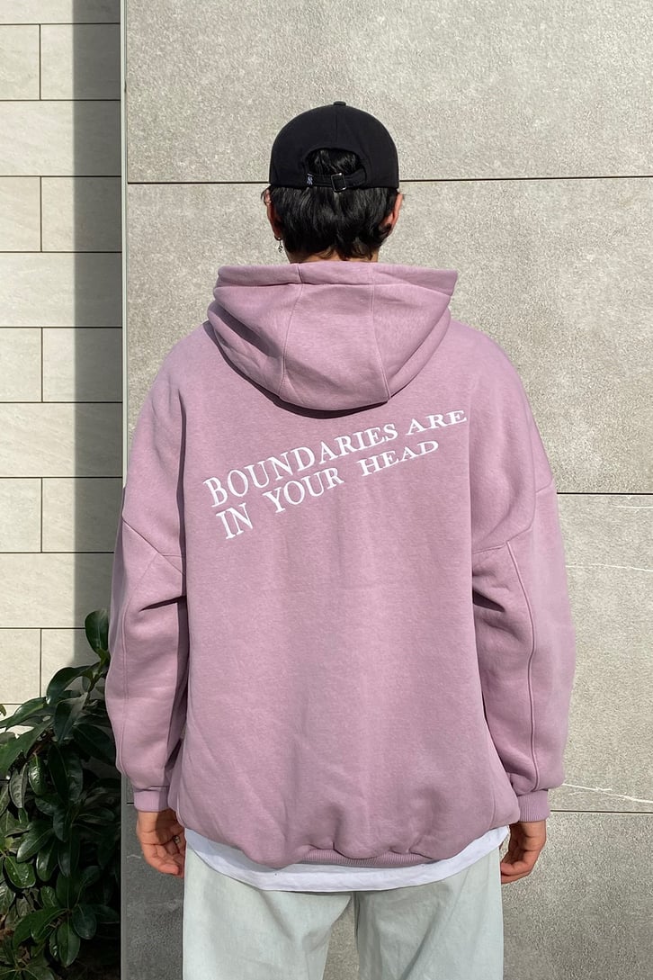 Baby Pink Oversize Nakış Detay Premium Hoodie