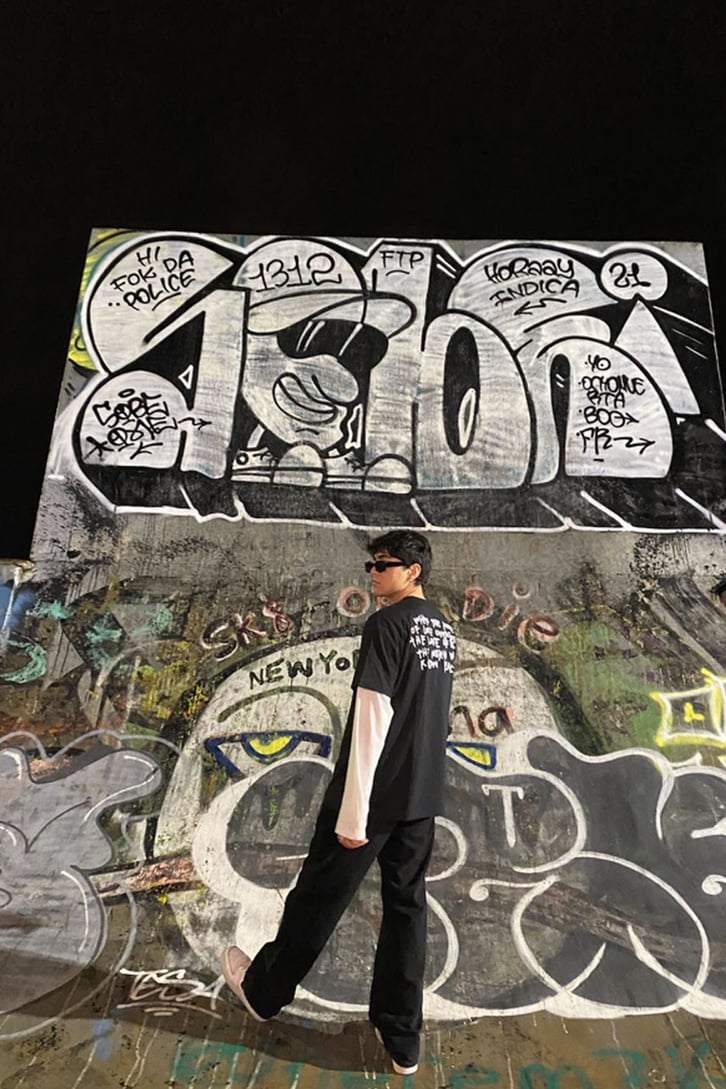 Back Detail Text Printed Oversize Black Tshirt
