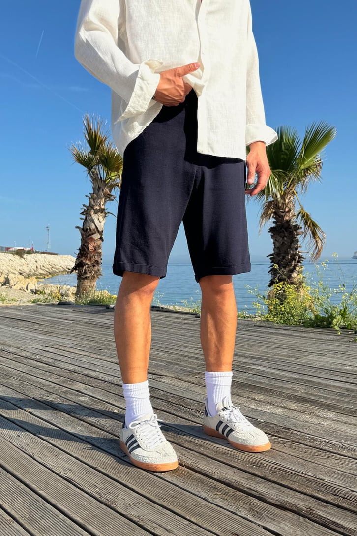 Bağcıklı Keten Bermuda Şort