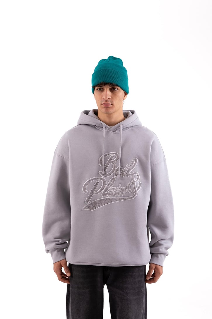 Bail & Plain Nakışlı Siyah Oversize Hoodie