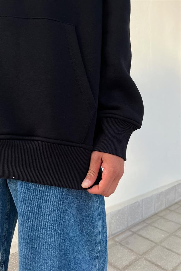 Baltimore Nakışlı Siyah Oversize Hoodie