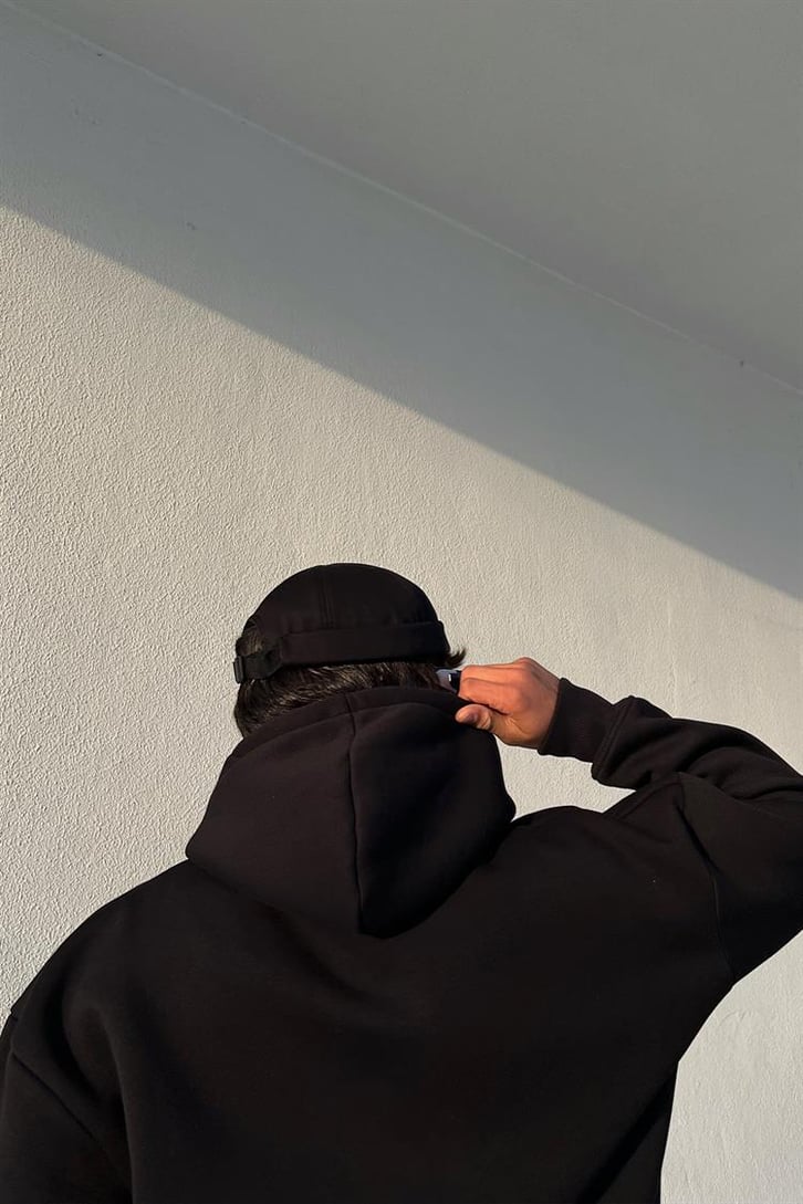 Baltimore Nakışlı Siyah Oversize Hoodie