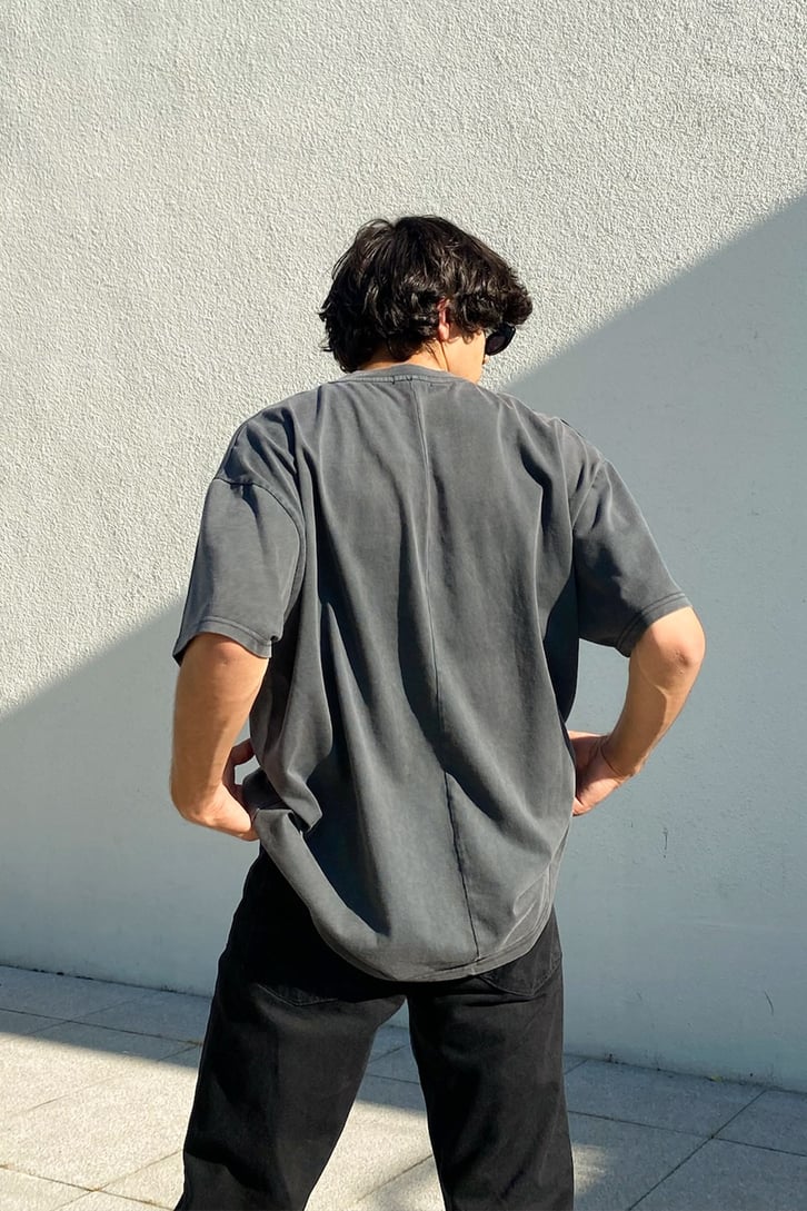 Bandana Baskılı Acid Wash Oversize Tshirt