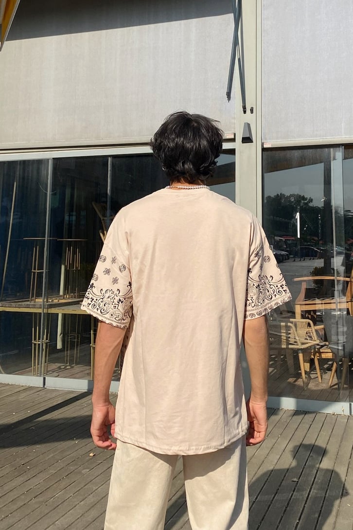 Bandana Desen Baskılı Oversize Tshirt
