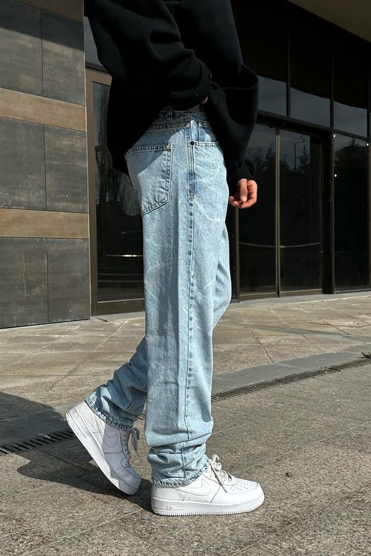 Barbed Wire Desenli Buz Mavi Regular Fit Jean