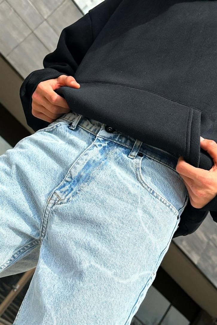 Barbed Wire Desenli Buz Mavi Regular Fit Jean
