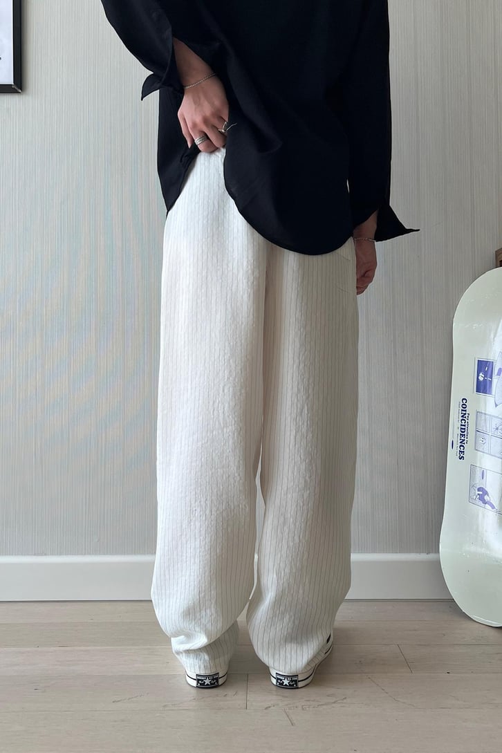 Bare Çizgili Baggy Kumaş Pantolon