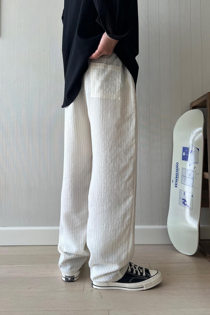 Bare Çizgili Baggy Kumaş Pantolon