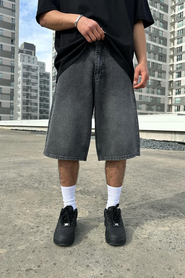 Basic Acid Wash Baggy Şort