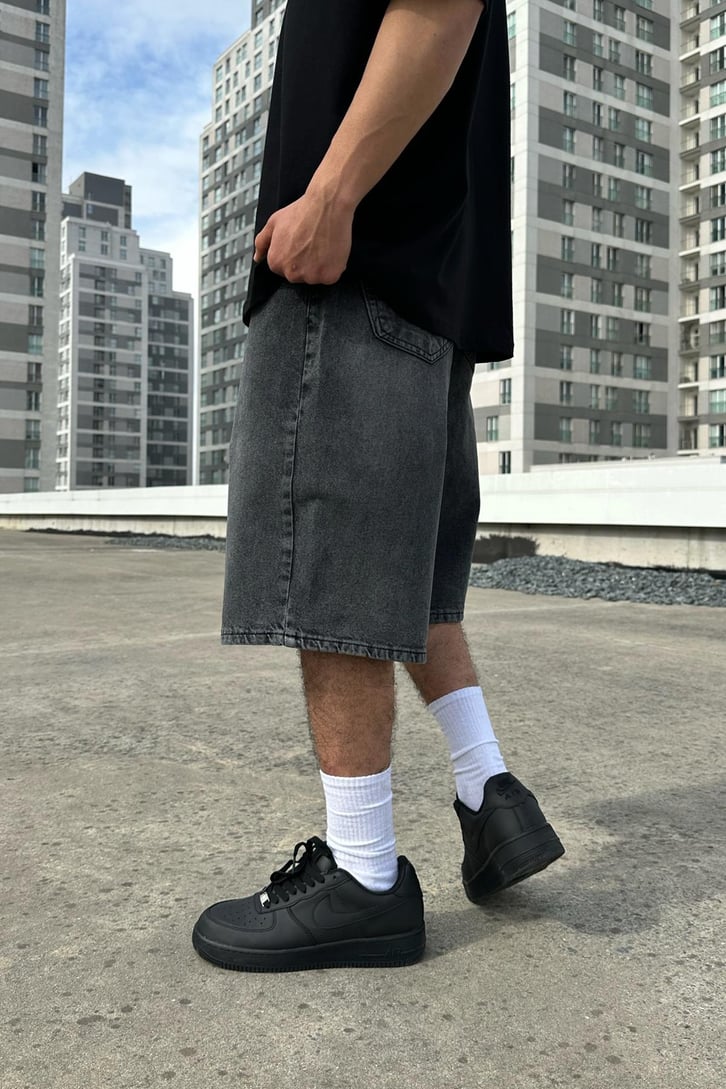 Basic Acid Wash Baggy Şort