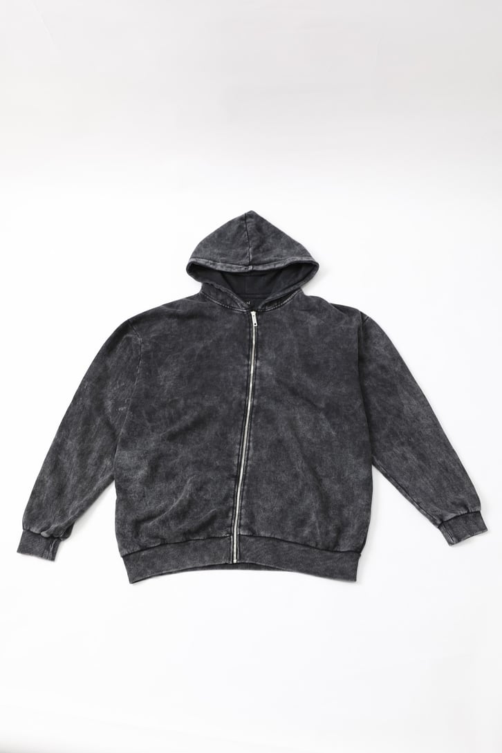 Basic Acid Wash Fermuarlı Sweatshirt
