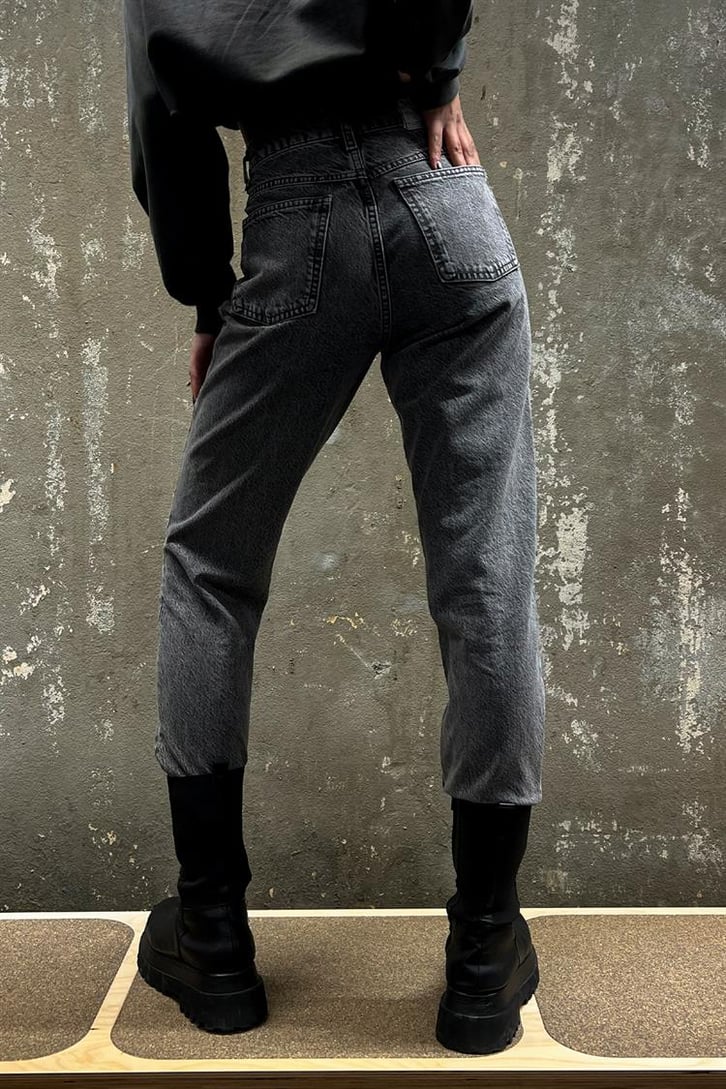 Basic Acid Wash Mom Fit Jean
