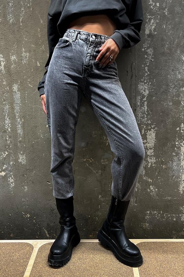 Basic Acid Wash Mom Fit Jean