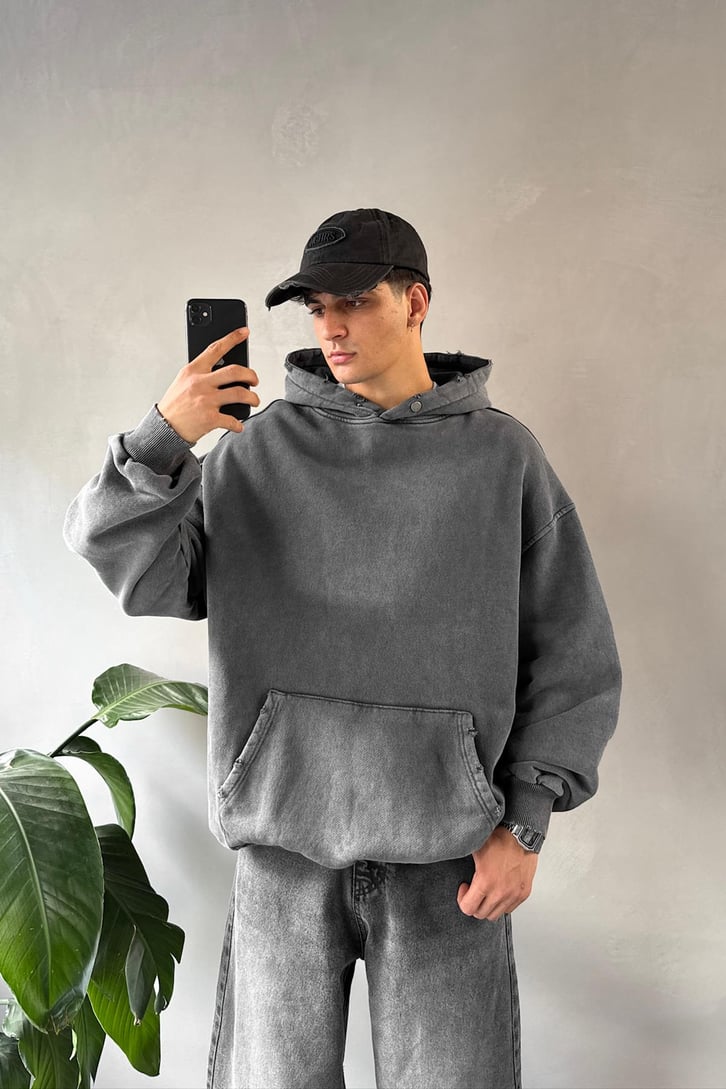 Basic Acid Wash Oversize Hoodie