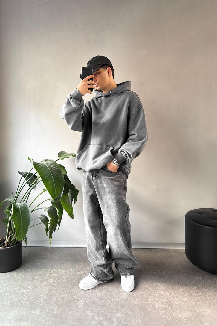 Basic Acid Wash Oversize Hoodie