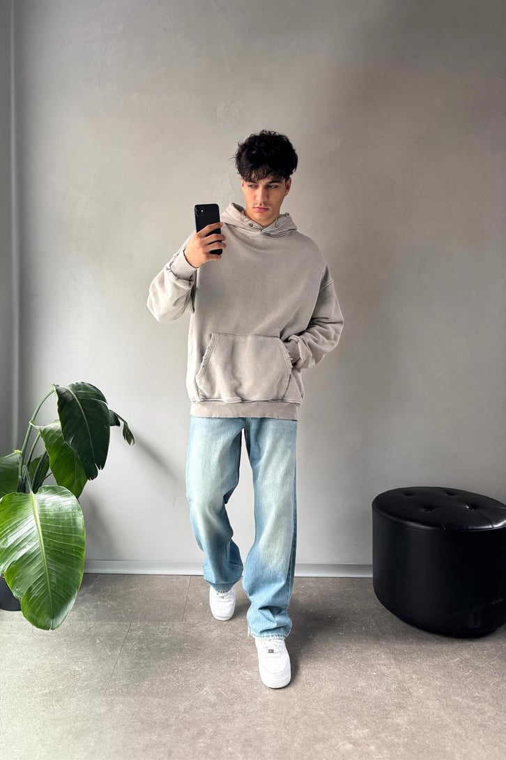 Basic Acid Wash Oversize Hoodie