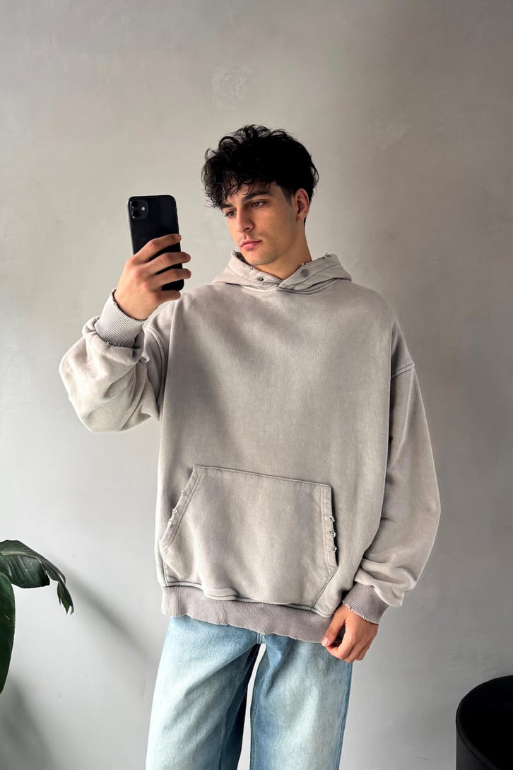 Basic Acid Wash Oversize Hoodie
