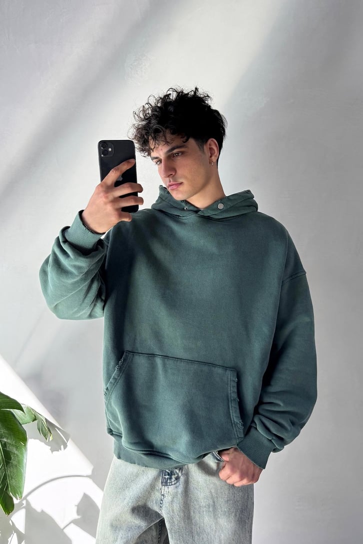 Basic Acid Wash Oversize Hoodie