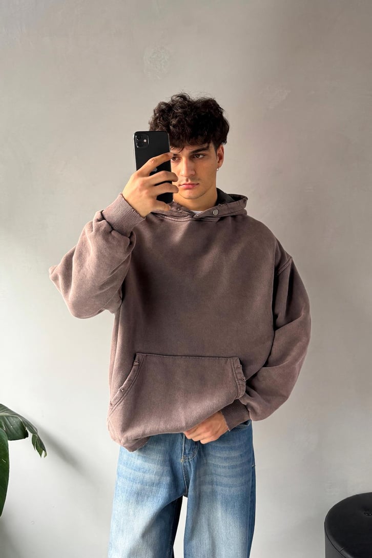 Basic Acid Wash Oversize Hoodie