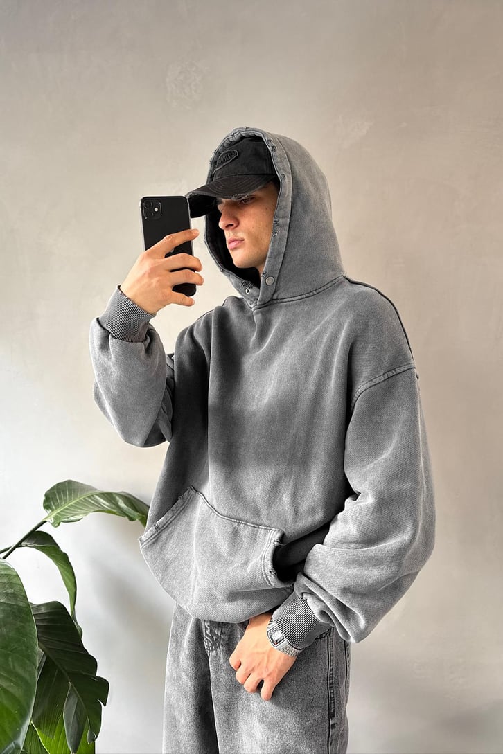 Basic Acid Wash Oversize Hoodie