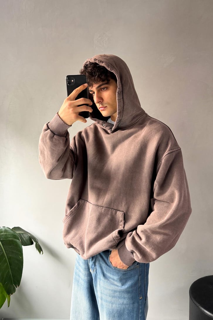 Basic Acid Wash Oversize Hoodie