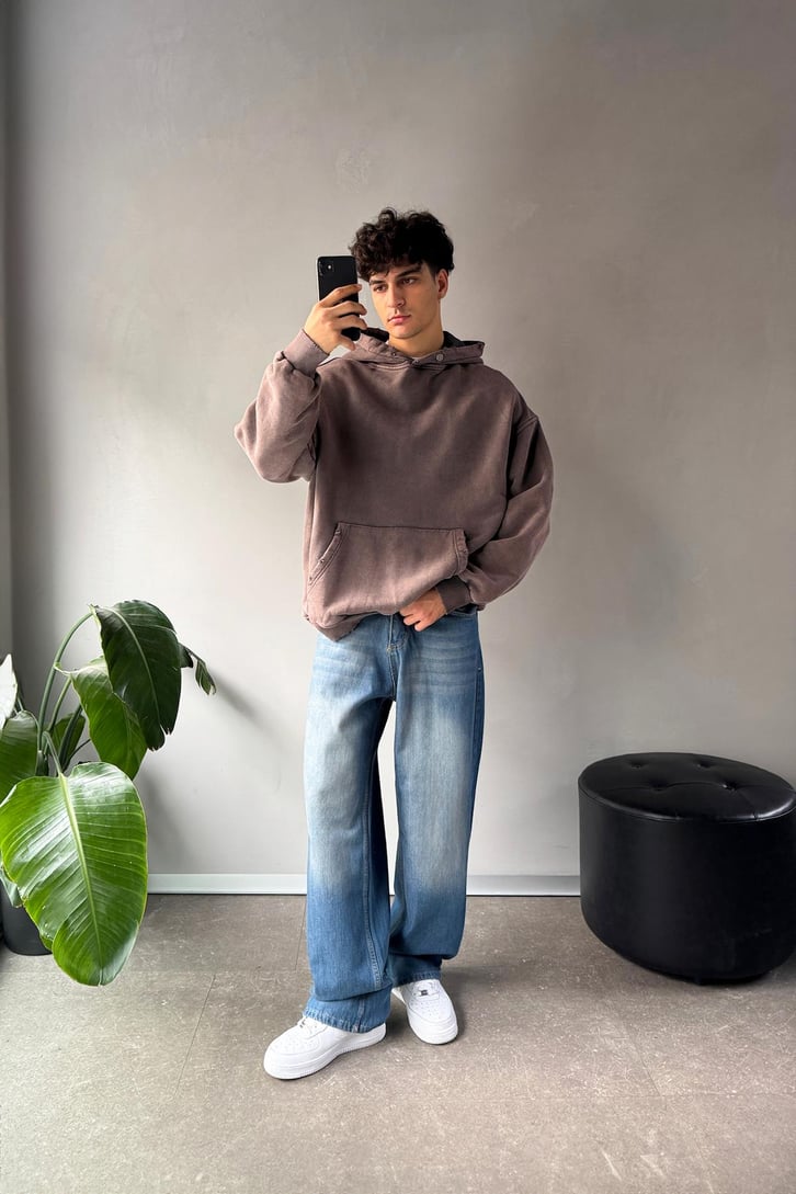 Basic Acid Wash Oversize Hoodie