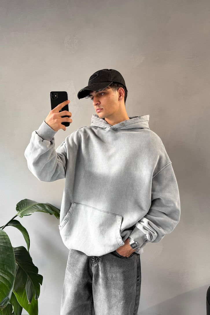 Basic Acid Wash Oversize Hoodie