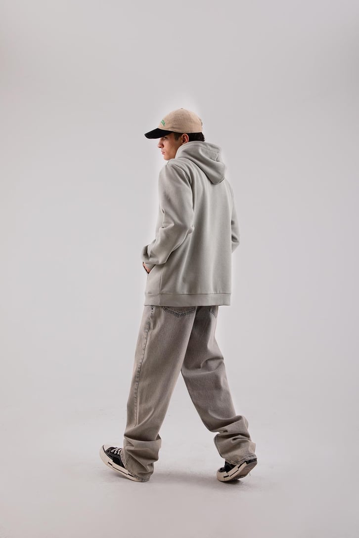 Basic Açık Haki Oversize Hoodie