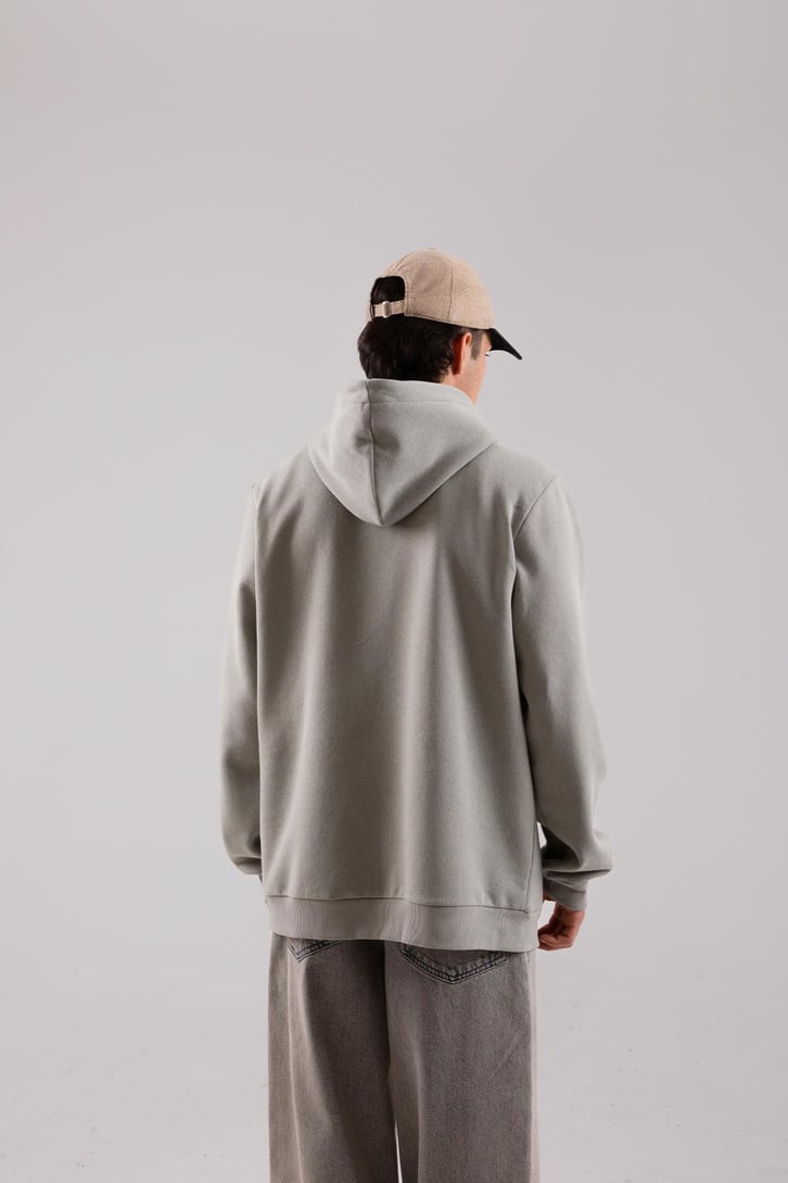 Basic Açık Haki Oversize Hoodie