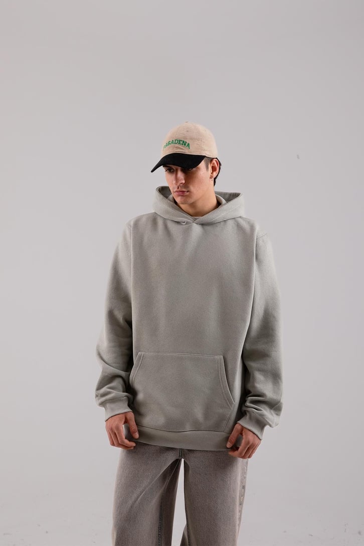 Basic Açık Haki Oversize Hoodie