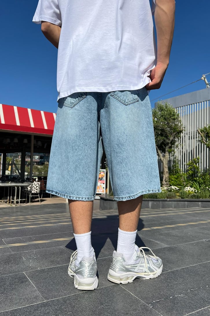 Basic Açık Mavi Baggy Şort