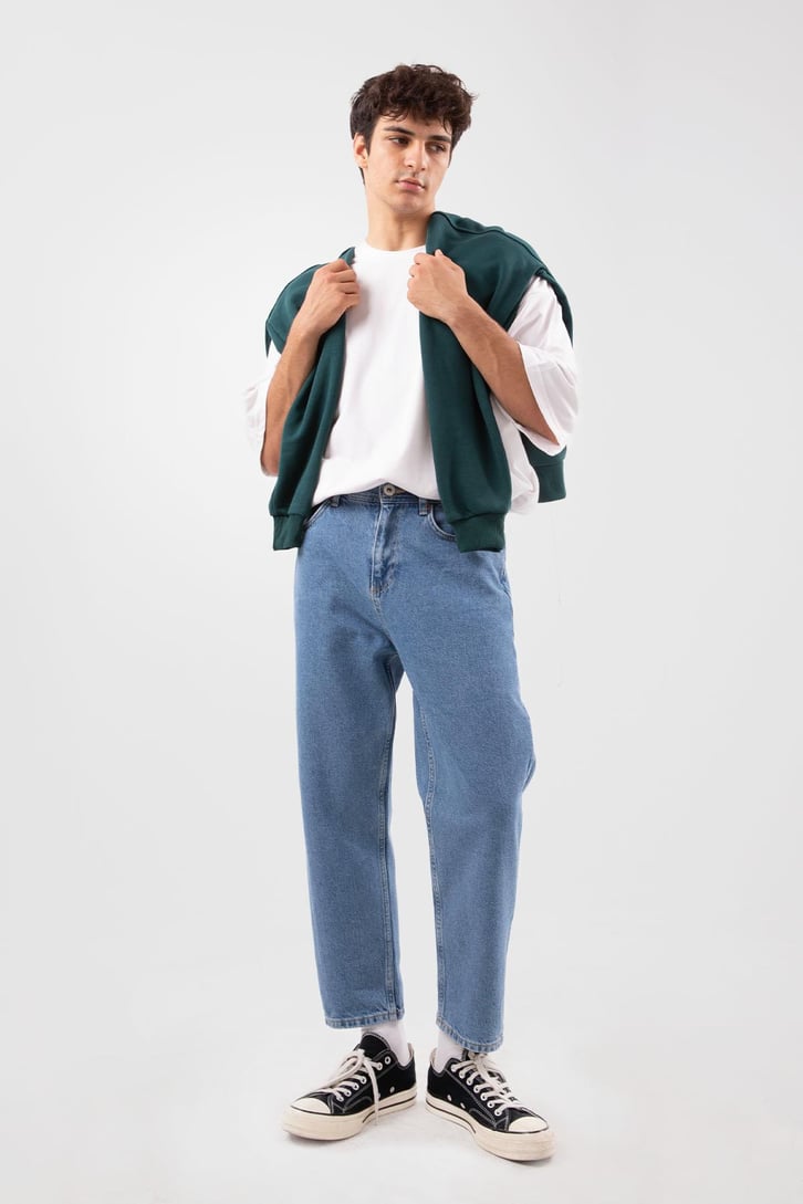 Basic Açık Mavi Mom Fit Jean