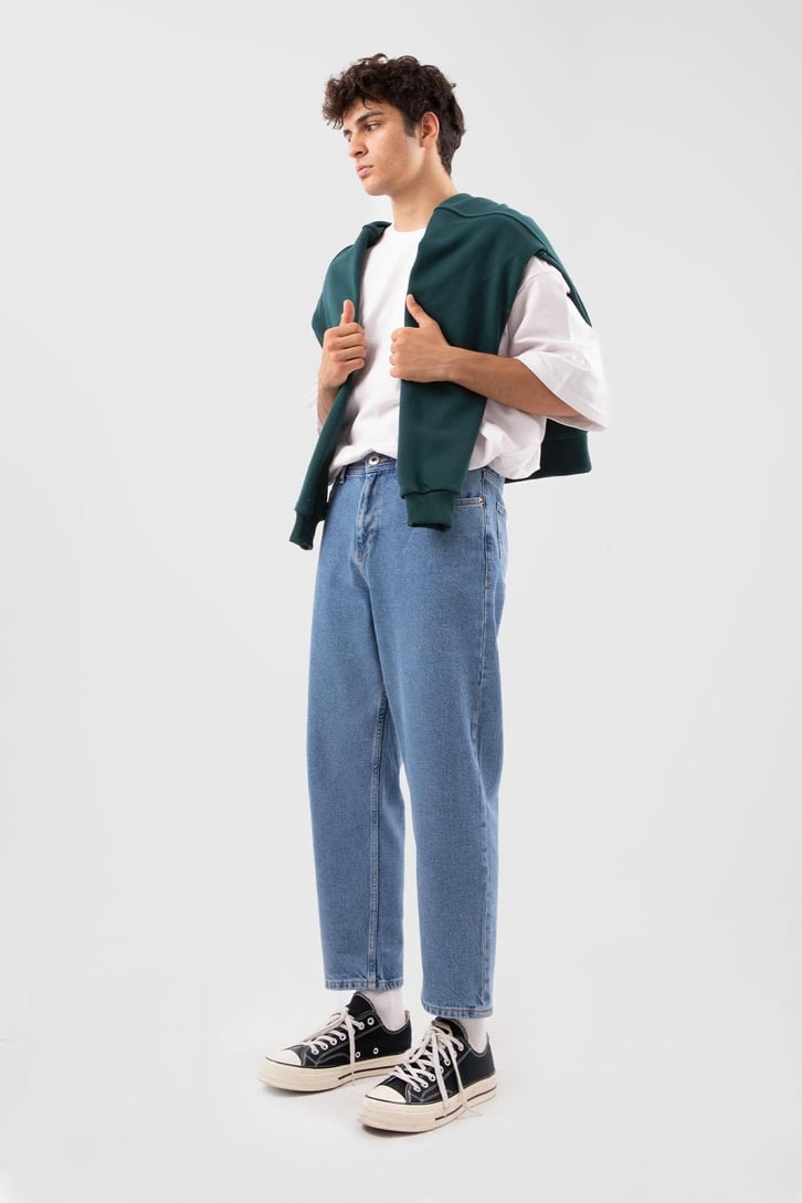 Basic Açık Mavi Mom Fit Jean