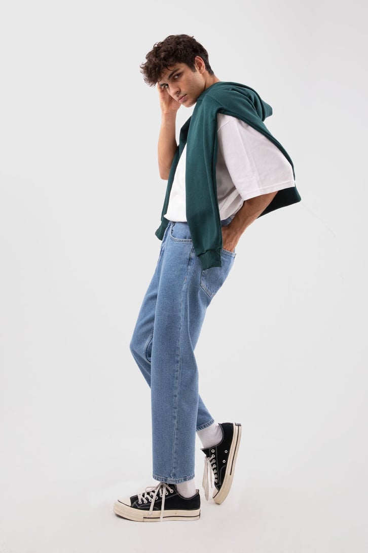 Basic Açık Mavi Mom Fit Jean